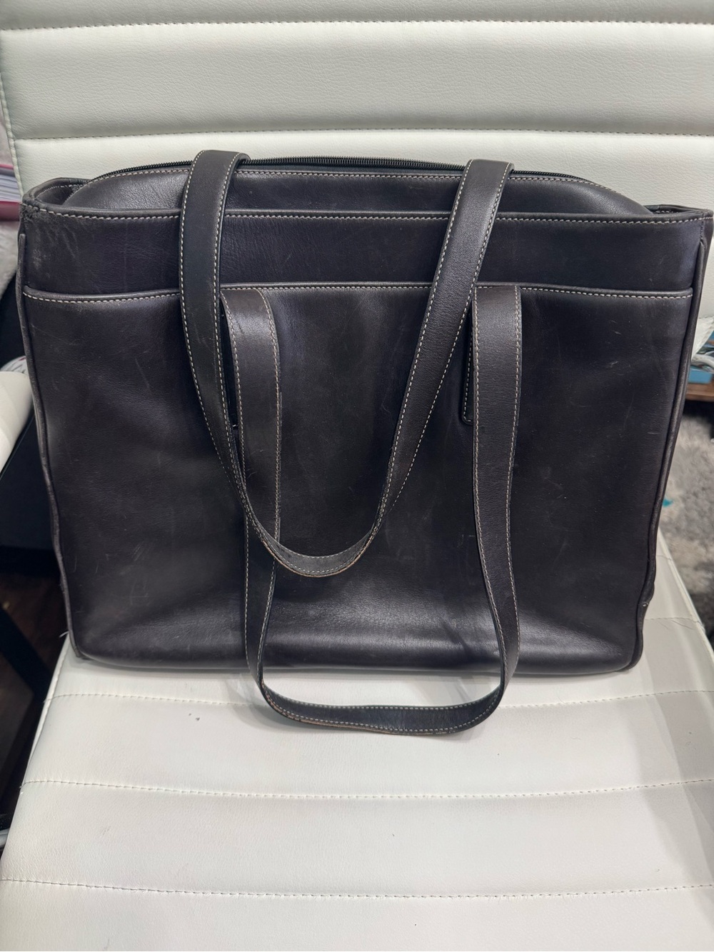 Coach Dark Brown Leather Tote Bag - Women's Shoulder Tote